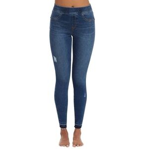 SPANX Distressed Denim High Rise Elastic Waist Jeggings Women's‎ Medium